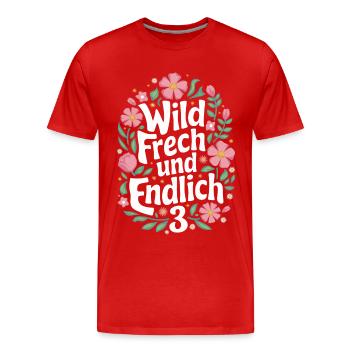 Geburtstagsgeschenk 3 Jahre Kindergeburtstag - Männer Premium Bio T-Shirt - Rot - Vorne - Damien (186cm)