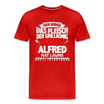 ALFRED - Grill - Männer Premium Bio T-Shirt - Rot - Vorne - Damien (186cm)