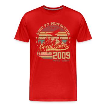 15 years Old Aged to Perfection born in February 2009 - Men's Premium Organic T-Shirt - red - Front - Damien (186cm)