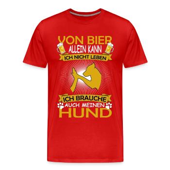 Hund und Bier Liebhaber Spruch High Five - Männer Premium Bio T-Shirt - Rot - Vorne - Damien (186cm)