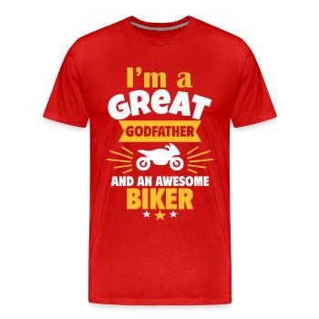 Grand parrain et super motard - T-shirt bio Premium Homme - rouge - Devant - Damien (186cm)