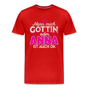 ANNA - Göttin - Männer Premium Bio T-Shirt - Rot - Vorne - Damien (186cm)
