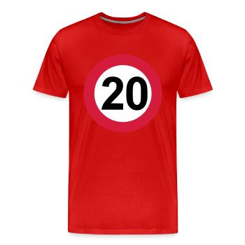 20 Birthday Birthday traffic sign - Men's Premium Organic T-Shirt - red - Front - Damien (186cm)