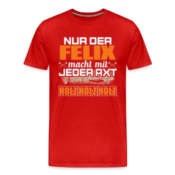 FELIX - Holz - Männer Premium Bio T-Shirt - Rot - Vorne - Damien (186cm)