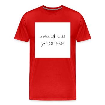 Swaghetti Yolonese! Weiß Karo Geschenk Idee - Männer Premium Bio T-Shirt - Rot - Vorne - Damien (186cm)