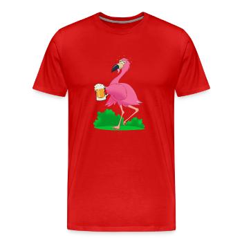 Le flamant ivrogne - T-shirt bio Premium Homme - rouge - Devant - Damien (186cm)