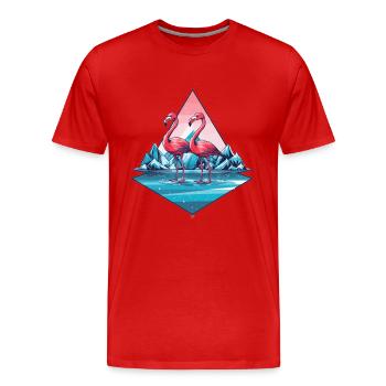 2 flamingos in the water - Men's Premium Organic T-Shirt - red - Front - Damien (186cm)