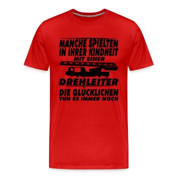 Manche spielten in ihrer Kindheit mit drehleiter - Männer Premium Bio T-Shirt - Rot - Vorne - Damien (186cm)