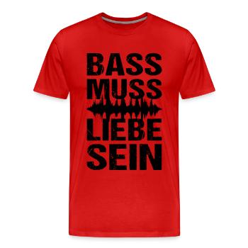 Bass Muss Liebe Sein Techno Musik - Männer Premium Bio T-Shirt - Rot - Vorne - Damien (186cm)