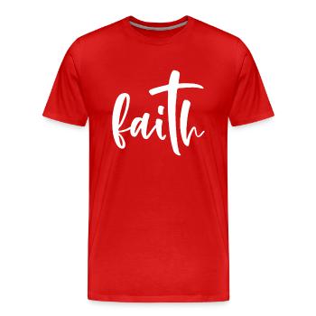 foi - T-shirt bio Premium Homme - rouge - Devant - Damien (186cm)