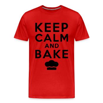 Restez calme et cuisez au four - T-shirt bio Premium Homme - rouge - Devant - Damien (186cm)