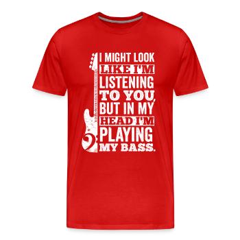 Guitare basse Drôle de dicton pour bassiste - T-shirt bio Premium Homme - rouge - Devant - Damien (186cm)