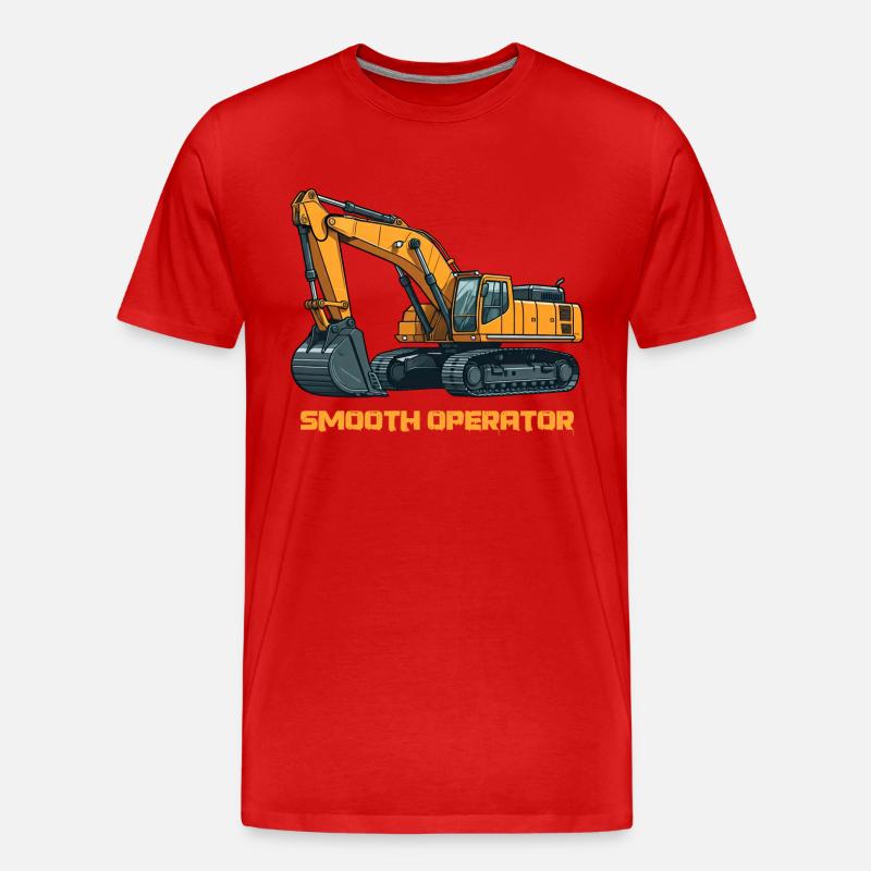 Bagger Baumaschine Baggerfahrer Baustelle - Männer Premium Bio T-Shirt - Rot