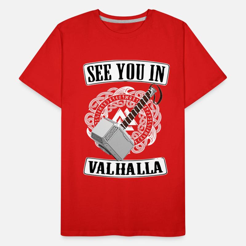 Viking Valhalla Runes Thor Hammer Men's Premium Organic T-Shirt