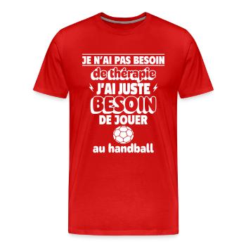 besoin de handball - T-shirt bio Premium Homme - rouge - Devant - Damien (186cm)