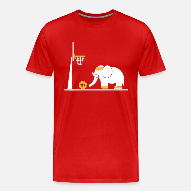 Elefant spielt Basketball - Männer Premium Bio T-Shirt - Rot