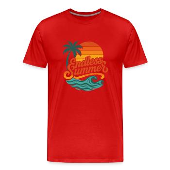 Endless Summer – Retro Beach Vibes - Männer Premium Bio T-Shirt - Rot - Vorne - Damien (186cm)