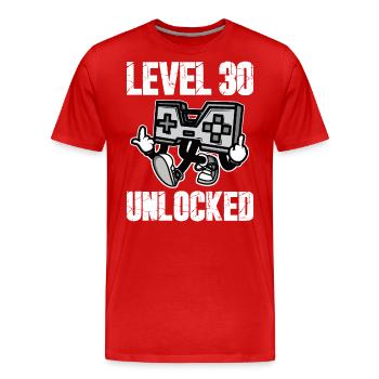 30 Birthday Level 30 Unlocked Anniversary 30 Years - Men's Premium Organic T-Shirt - red - Front - Damien (186cm)