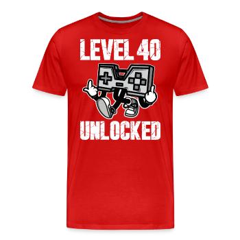 40 Birthday Level 40 Unlocked Anniversary 40 Years - Men's Premium Organic T-Shirt - red - Front - Damien (186cm)