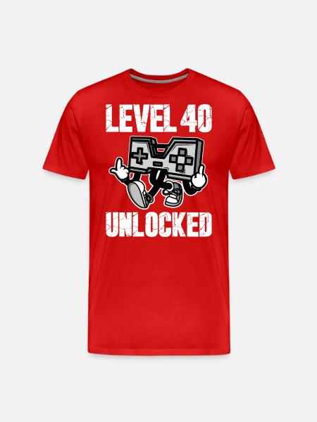 40 födelsedagsnivå 40 olåst årsdag 40 år - Organic T-shirt Ekologisk premium-T-shirt herr - röd