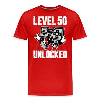50 Birthday Level 50 Unlocked Anniversary 50 Years - Men's Premium Organic T-Shirt - red - Front - Damien (186cm)