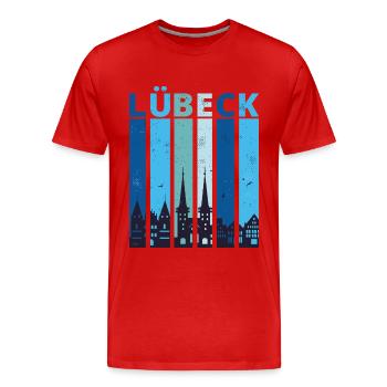 Lübeck Lübecker Stadtsilhouette - Männer Premium Bio T-Shirt - Rot - Vorne - Damien (186cm)