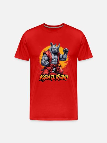 Karate Rhino - Men's Premium Organic T-Shirt - red