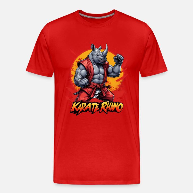 Karate Nashorn - Männer Premium Bio T-Shirt - Rot