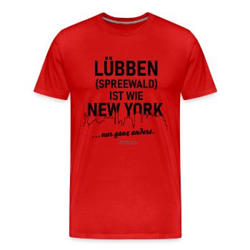 Lübben im Spreewald ist wie New York - Männer Premium Bio T-Shirt - Rot - Vorne - Damien (186cm)