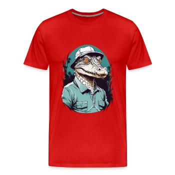 Crocodile Golfeur Golfeur Design - T-shirt bio Premium Homme - rouge - Devant - Damien (186cm)