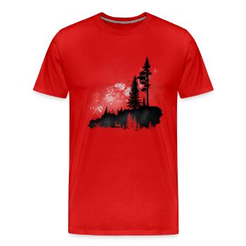 La forêt autour de l’horloge - T-shirt bio Premium Homme - rouge - Devant - Damien (186cm)