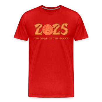 The Year Of The Snake 2025 - Chinese Year - Men's Premium Organic T-Shirt - red - Front - Damien (186cm)