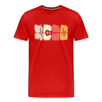 Akustische Gitarre Herzschlag Retro - Männer Premium Bio T-Shirt - Rot - Vorne - Damien (186cm)