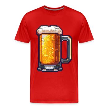 Beer Mug Pixel Beer - Men's Premium Organic T-Shirt - red - Front - Damien (186cm)