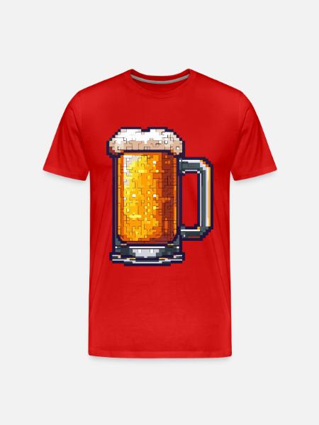 Beer Mug Pixel Beer - Men's Premium Organic T-Shirt - red