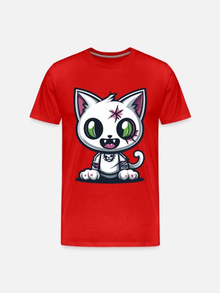 Chat Halloween Drôle Bébé - T-shirt bio Premium Homme - rouge