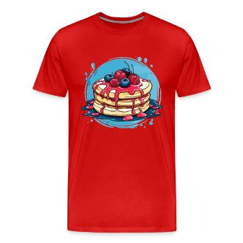 Pancakes with berries - Men's Premium Organic T-Shirt - red - Front - Damien (186cm)