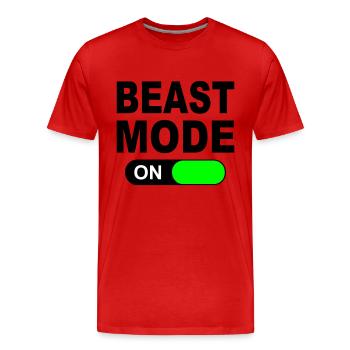 BEAST MODE ON - Men's Premium Organic T-Shirt - red - Front - Damien (186cm)