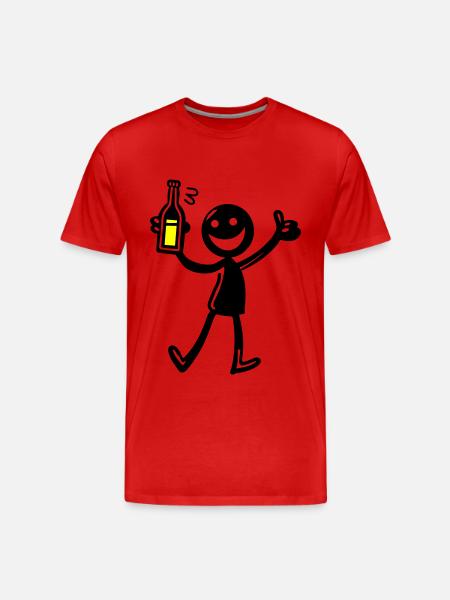 Drinking Comic Illustration Beer - Men's Premium Organic T-Shirt - red