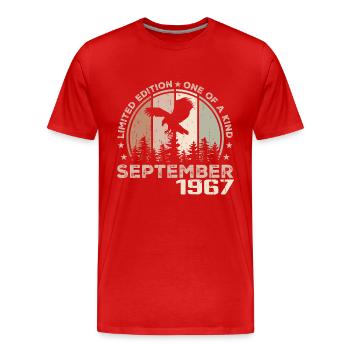 Incomparable since September 1967 57th Anniversary - Men's Premium Organic T-Shirt - red - Front - Damien (186cm)