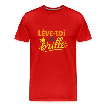 LEVE TOI ET BRILLE - T-shirt bio Premium Homme - rouge - Devant - Damien (186cm)