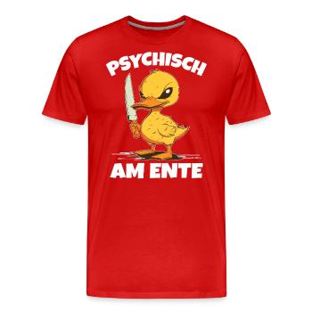 Psychisch am Ente - Männer Premium Bio T-Shirt - Rot - Vorne - Damien (186cm)