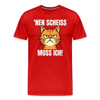 Je dois baiser un chat coquin drôle - T-shirt bio Premium Homme - rouge - Devant - Damien (186cm)