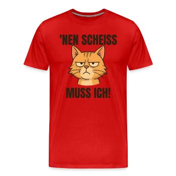 Lustige Katze mit frecher Spruch - Männer Premium Bio T-Shirt - Rot - Vorne - Damien (186cm)