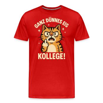 Good Morning Very Thin Cat Coffee - Men's Premium Organic T-Shirt - red - Front - Damien (186cm)