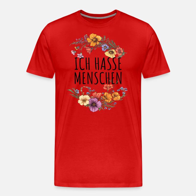 Ich Hasse Menschen Blumen - Männer Premium Bio T-Shirt - Rot