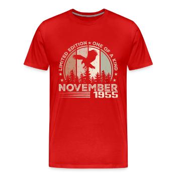 Incomparable since November 1955 69 Anniversary - Men's Premium Organic T-Shirt - red - Front - Damien (186cm)