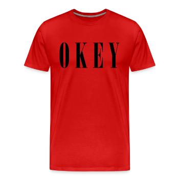 Okey Design - texte moderne, livre, Trend Fashion - T-shirt bio Premium Homme - rouge - Devant - Damien (186cm)