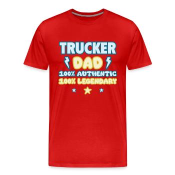 Trucker Dad, Father's Day Gift, Legendary - Men's Premium Organic T-Shirt - red - Front - Damien (186cm)