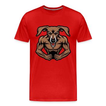Greyhound Dog Muscles Bodybuilding - Men's Premium Organic T-Shirt - red - Front - Damien (186cm)